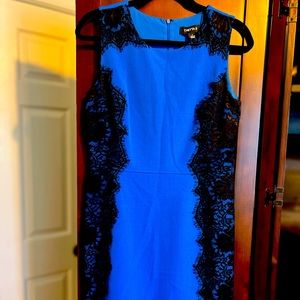 Beautiful, only wore once Chetta B Royal blue with black lace dress.
